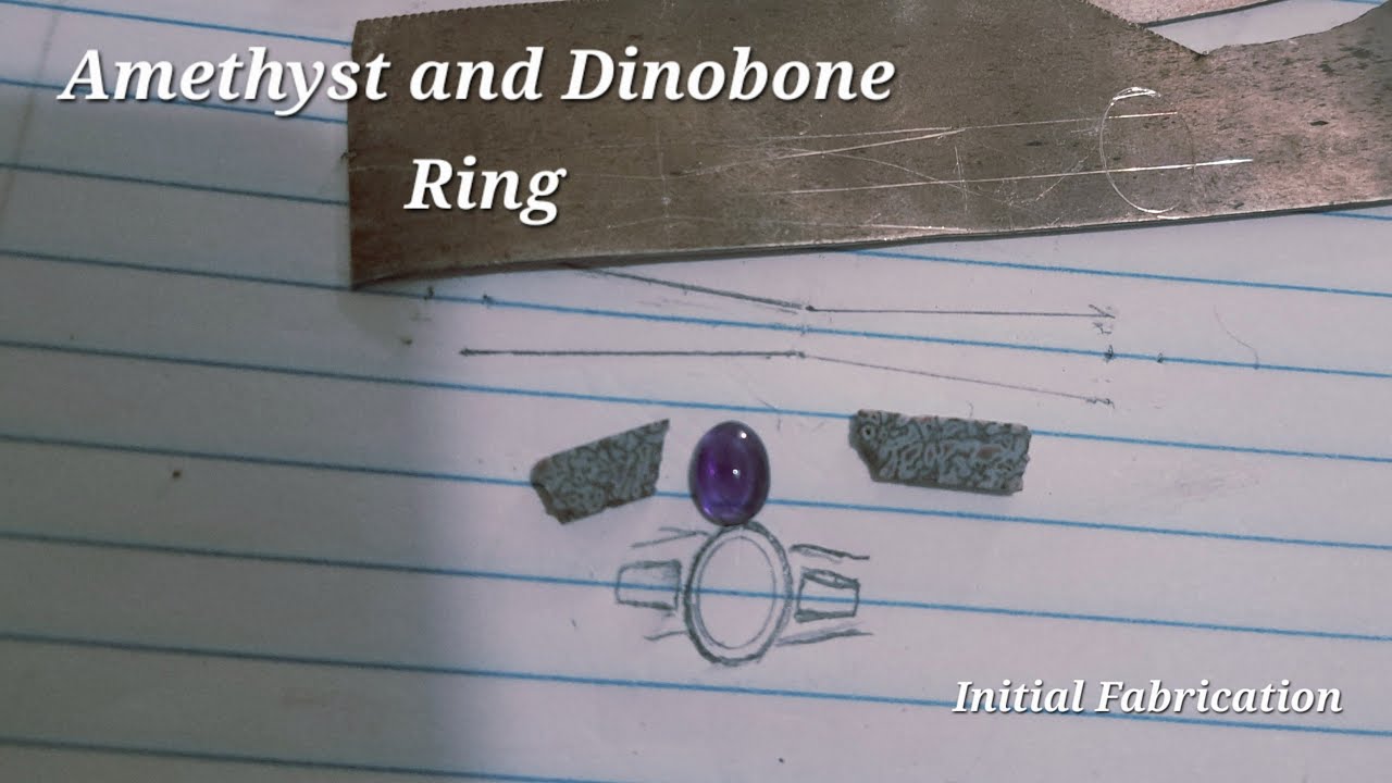 Making an amethyst and dinobone ring by hand