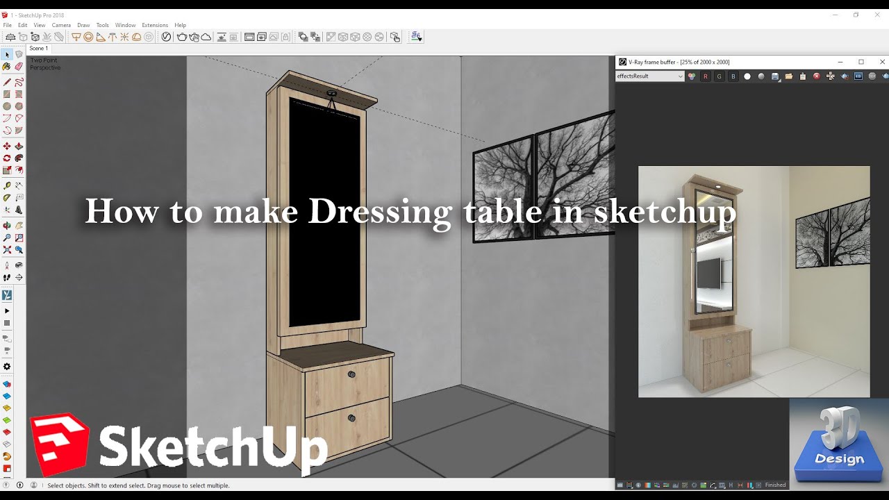 How to make Dressing table in Sketchup #1
