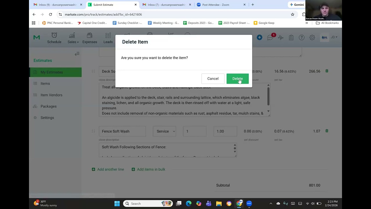 Creating Estimate on Markate