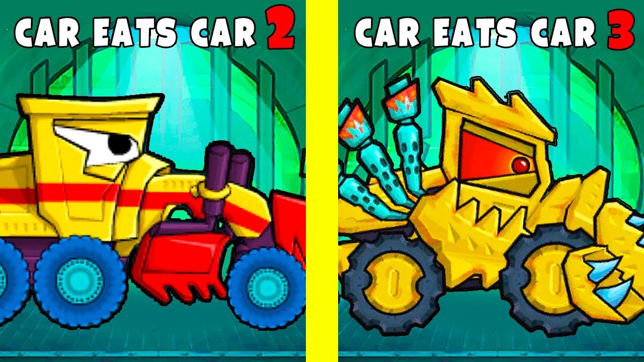 ГРЕЙДЕР Car Eats Car 3 vs ГРЕЙДЕР Хищные Машины 2! Сравнение кусачих тачек в двух частях игры