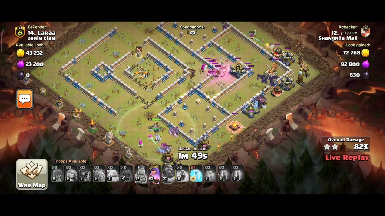 best strategy attack, Super Archer Combination Golem Ice golem & Spell Bat, TH 12 War Base
