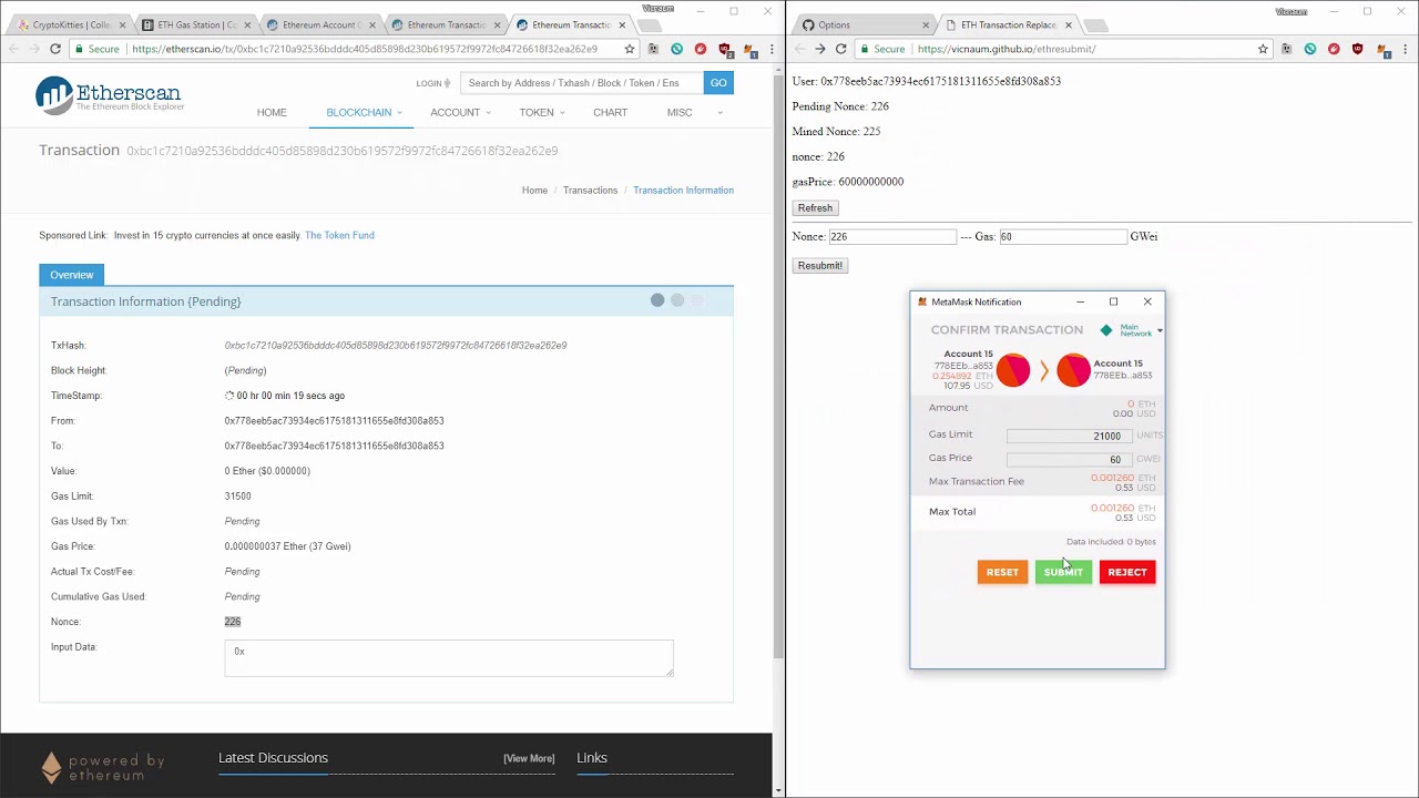 Replacing Pending Ethereum transactions with MetaMask and ETHReplacer