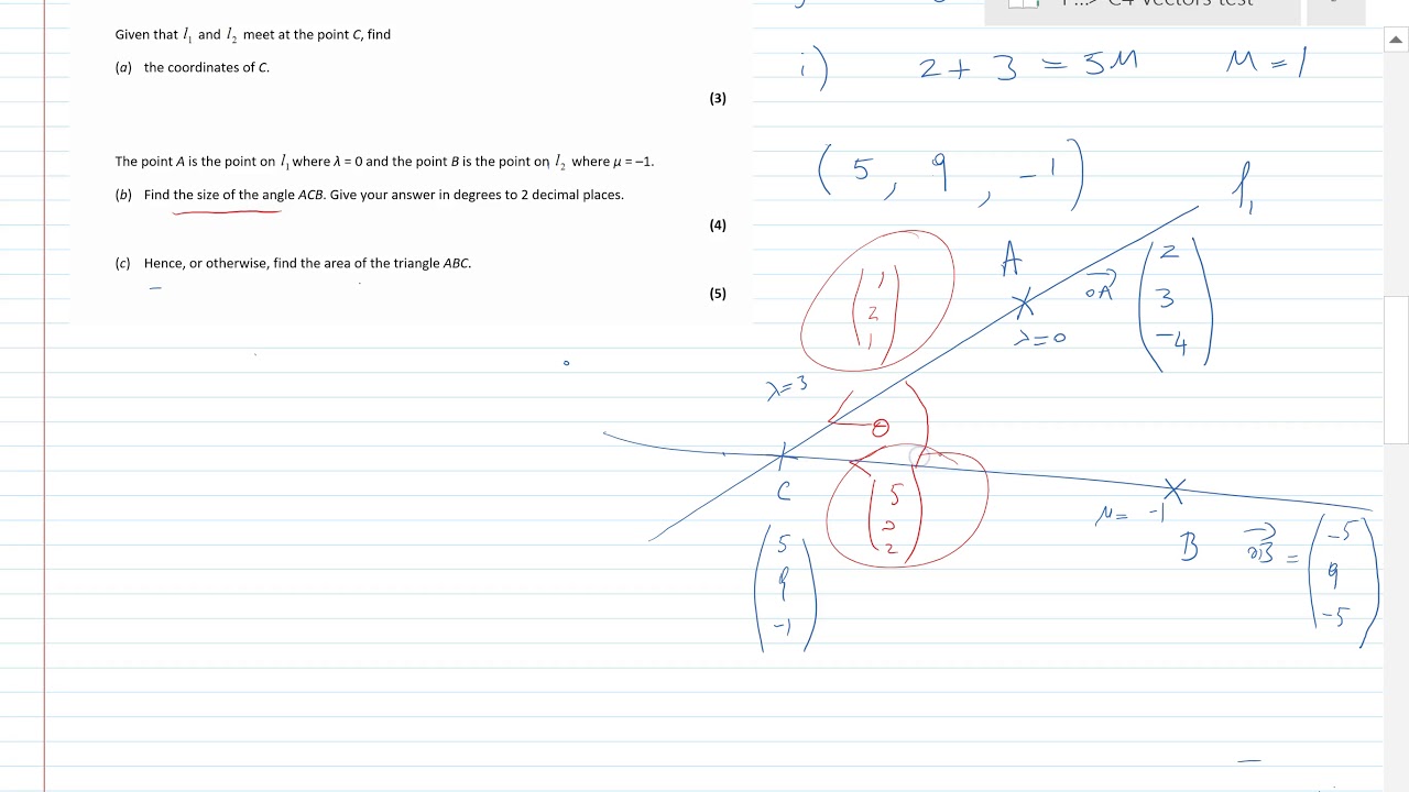 C4 Edexcel Vectors question Jan 12