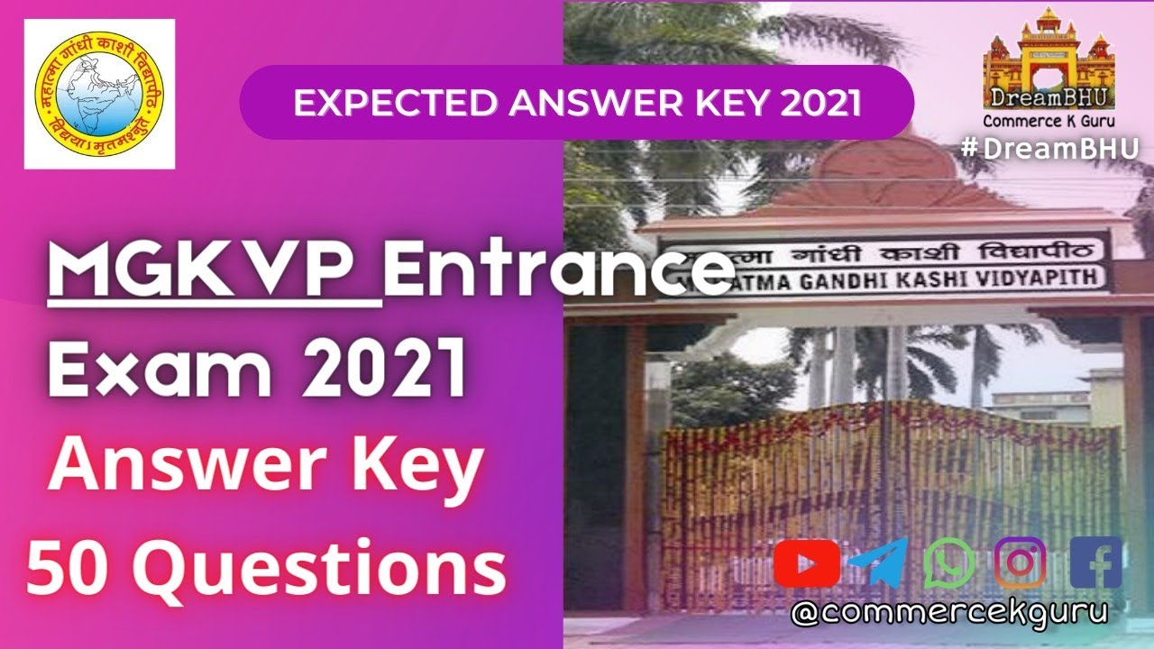 MGKVP B.Com Entrance Exam 2021 - Answer Key