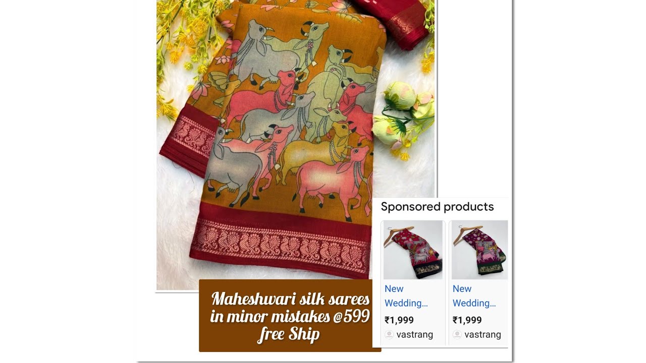 Maheshwari silk sarees in minor mistakes @599 free Shipping...📞7995936654