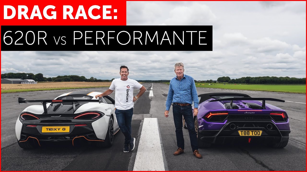 DRAG RACE - McLaren 620R vs Lamborghini Huracan Performante Spyder - REAL WORLD! w/ BOTB