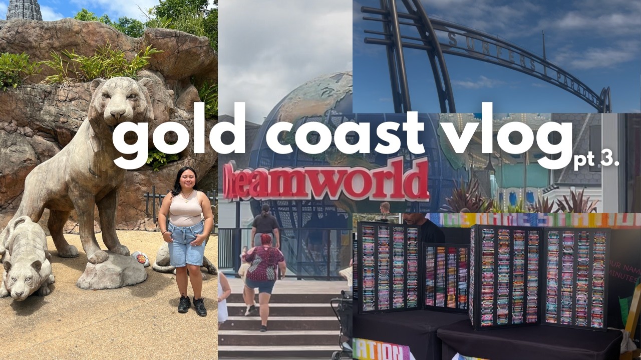 gold coast vlog pt 3 ˚ ⟡ ˖ ࣪࣪ dreamworld, thrilling rides beachfront markets, eating