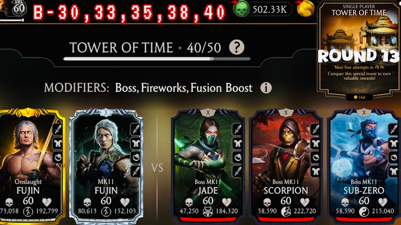 MK11 Fujin Vs Tower of Time Boss Battle 30, 35 & 40 Fight + Reward | Mortal Kombat Mobile