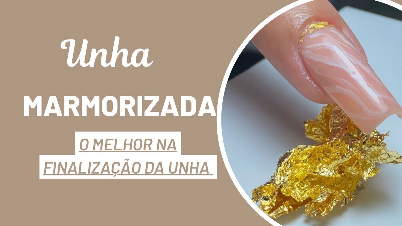 Unha marmorizada com folha de ouro ✨ nail arte bem simples e muito rápida /