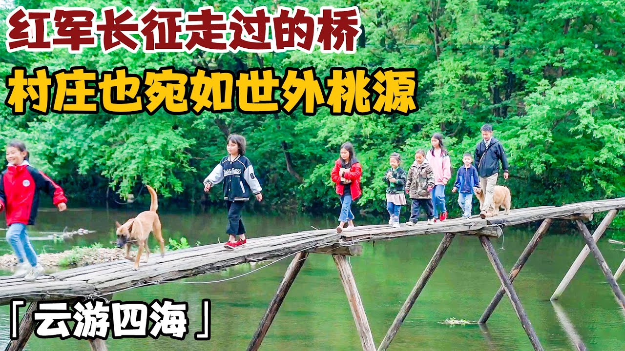 「云游四海」村子里还有这样的木桥，太罕见了，这里就是世外桃源啊！【小白的奇幻旅行】
