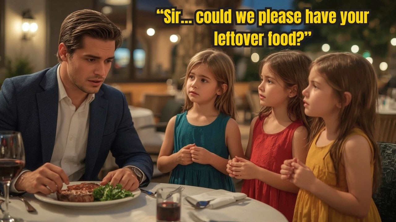 Three triplets clutch empty stomachs begging for leftovers — The young CEO’s eyes well with tears
