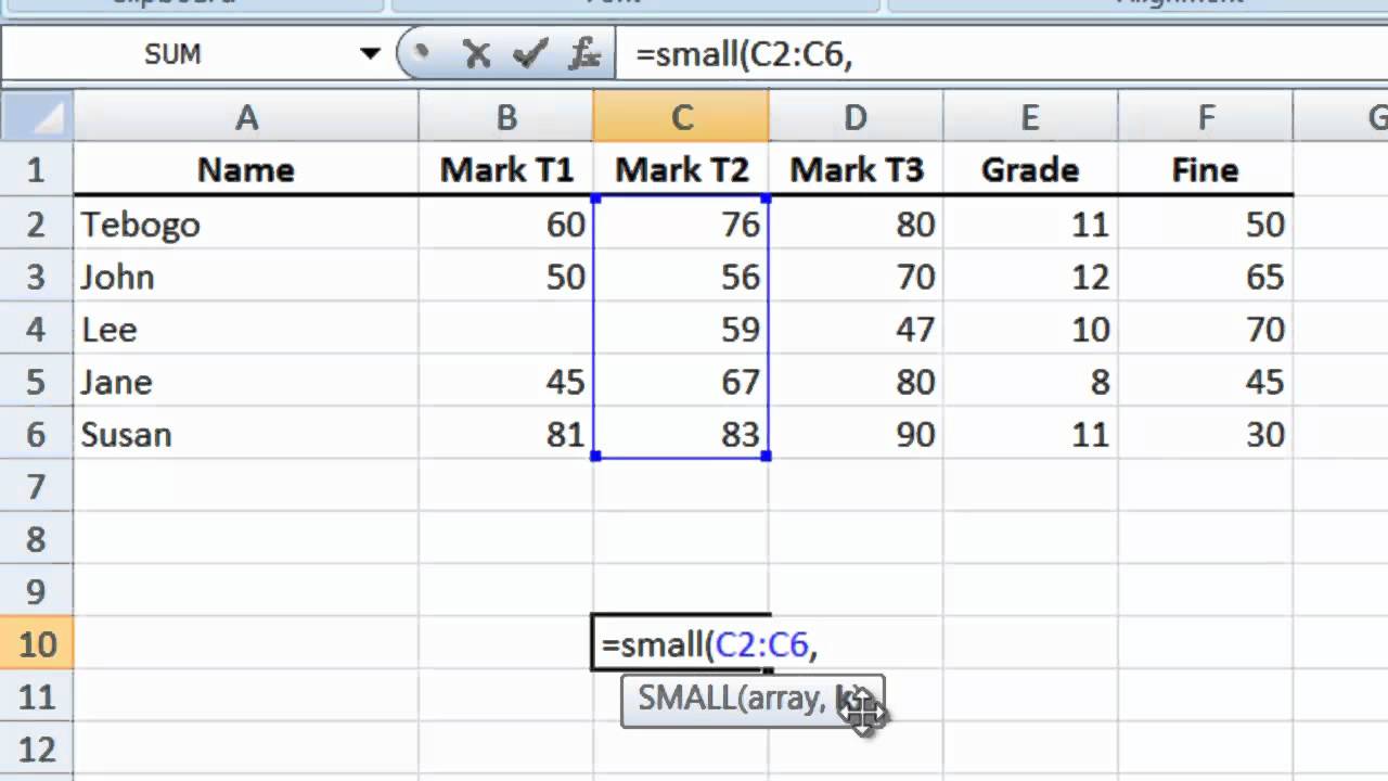 MS Excel - Small Function