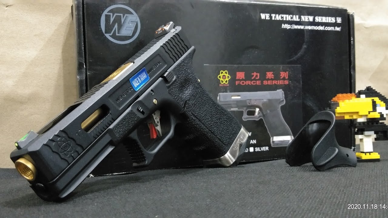 WE Tech G Force Glock 17 T1 GBB pistol (Black/ Gold / Black)