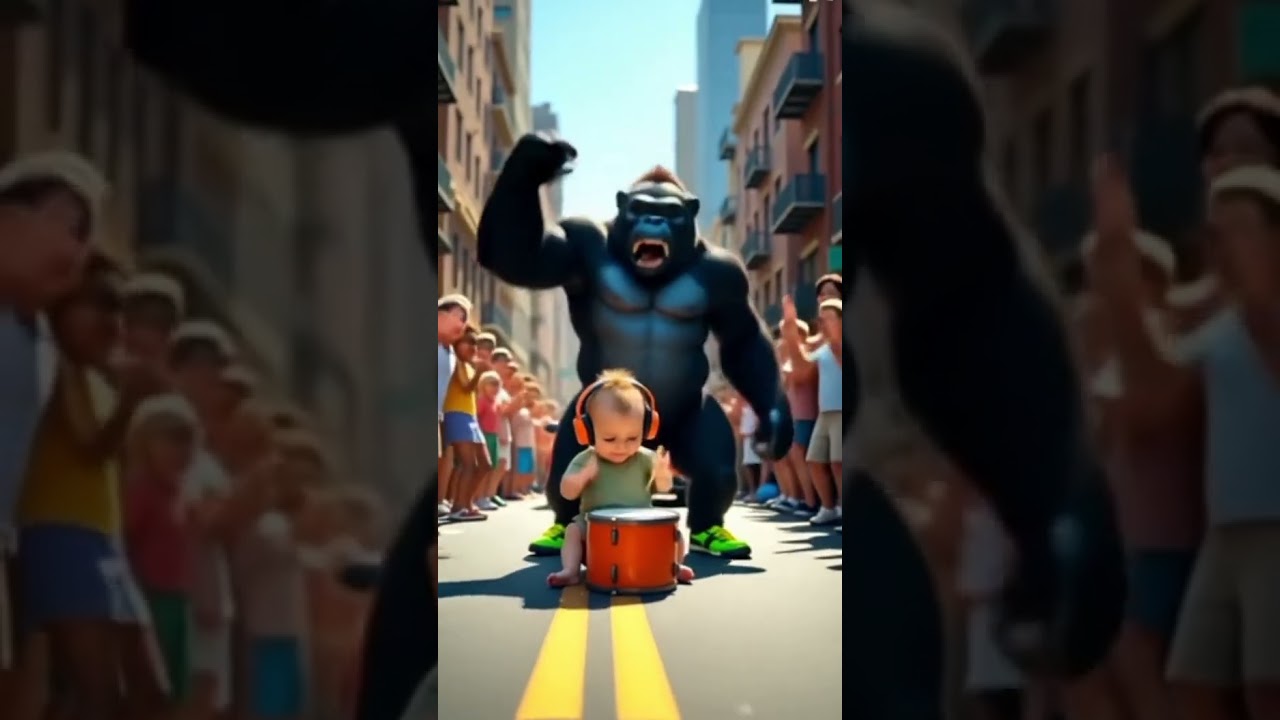 Baby Drummer & Dancing Gorilla Stop the City! 🥁🦍🔥