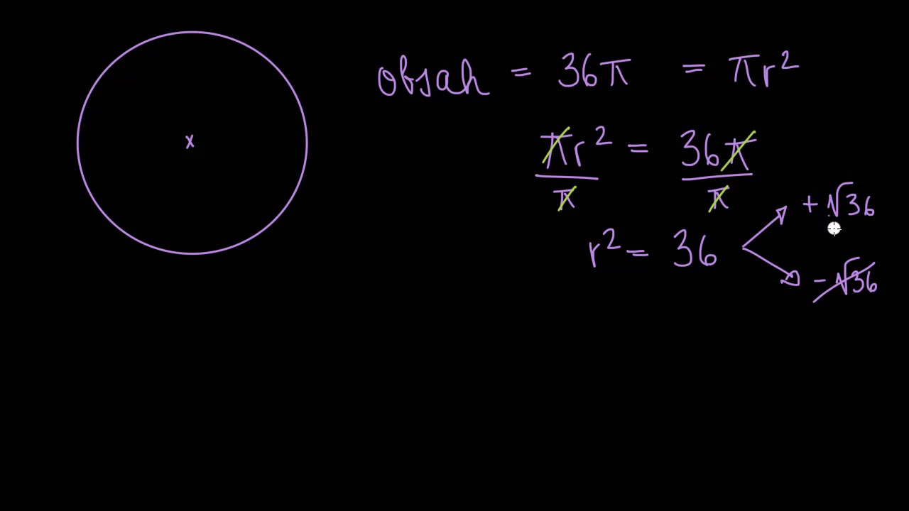 Výpočet obvodu kruhu při zadaném obsahu | Geometrie | Matematika | Khan Academy