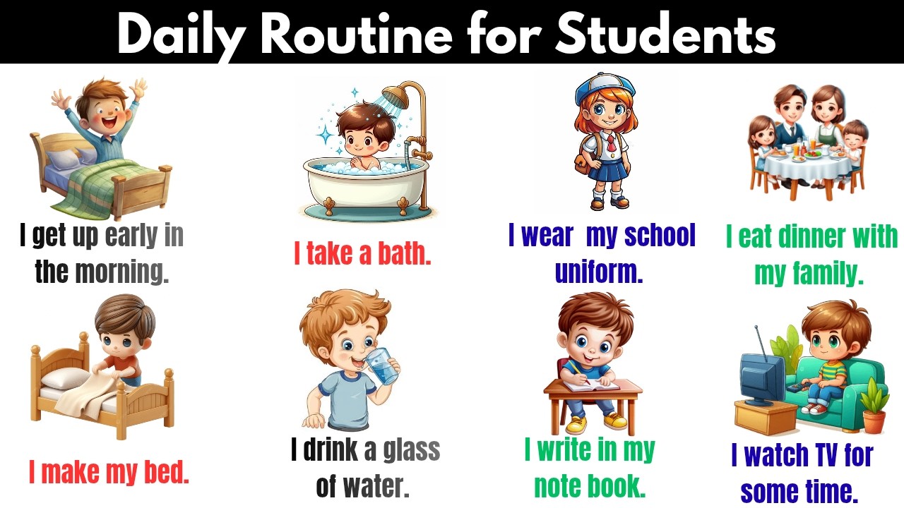 Daily routine sentences for students || daily routine #dailyroutine #englisheveryday
