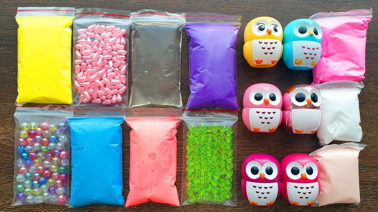 Making Slime with Bags and Clay and Lip balm