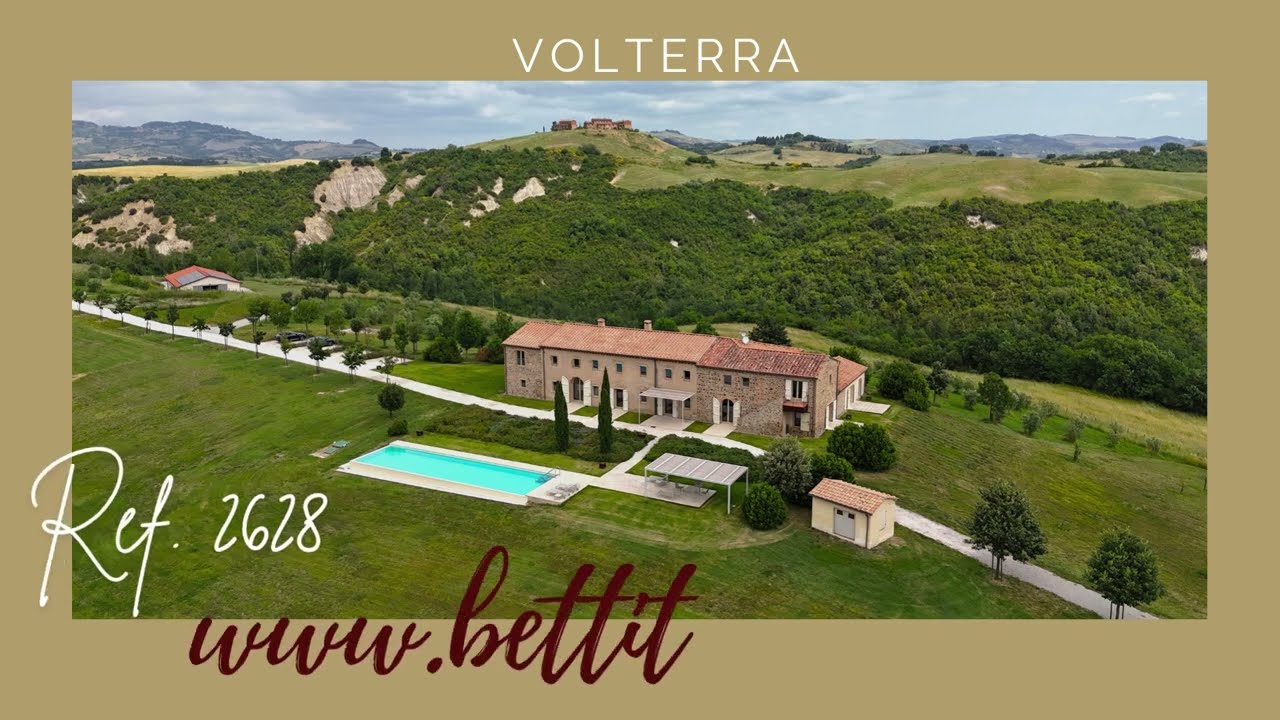 Nella campagna di Volterra, azienda agricola con 98 Ha di terreno con elegante Villa e piscina