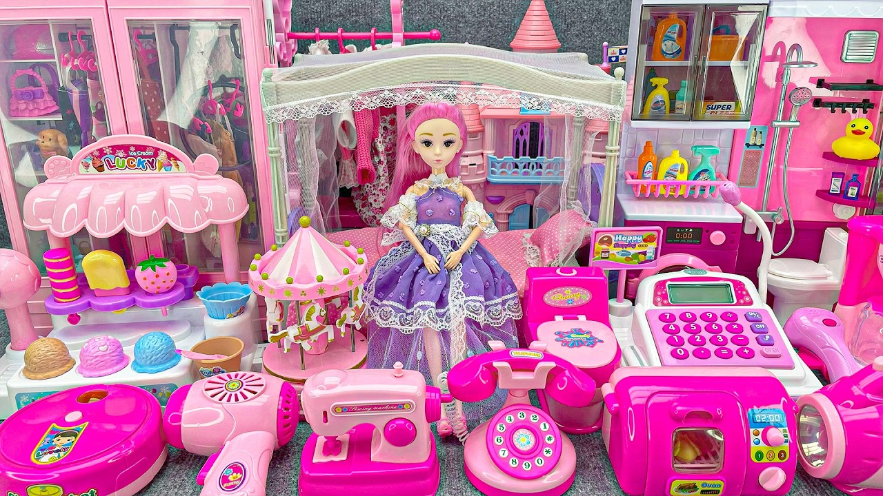 17 Minutes Satisfying with Unboxing Barbie Doll Pink Rock Bed Toys,Swing& Slide Set Review Toys｜ASMR
