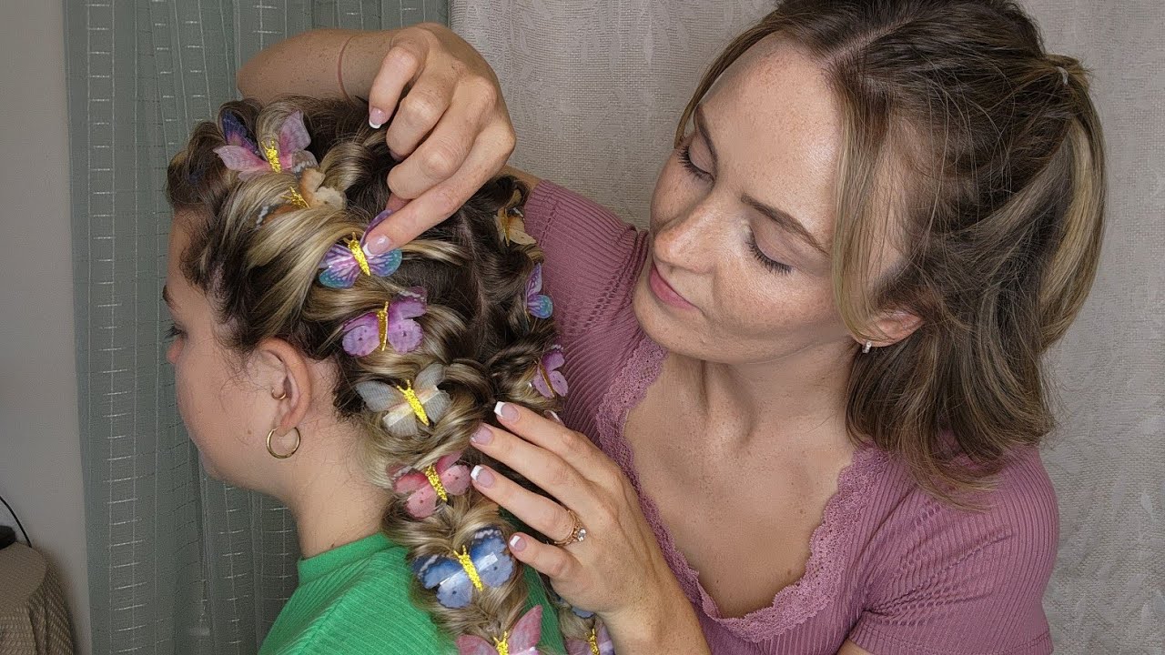 ASMR Perfectionist Twin Fairytale Braids With Butterflies - Perfecting, Adjusting, Finishing Touches