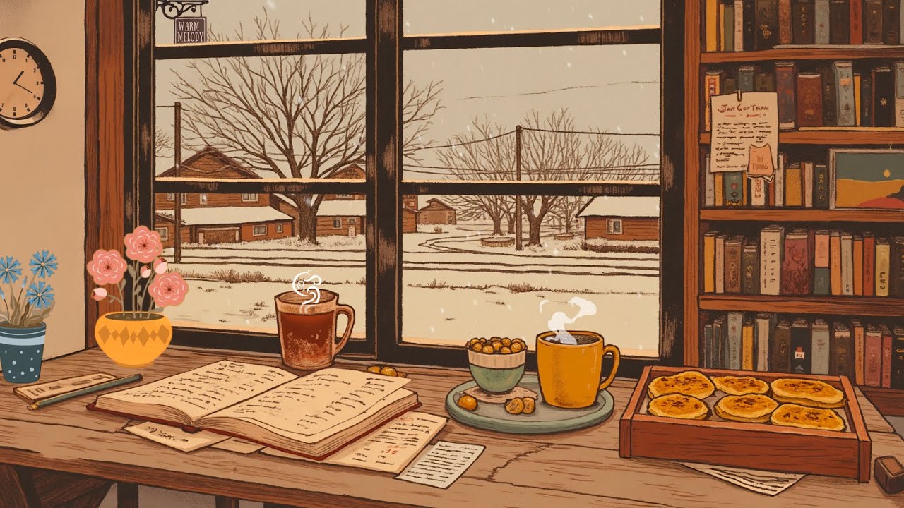 Warm Winter Day☕❄️Hot Coffee, Baked Cakes and Music 📻 Lofi Winter - Lofi Coffee