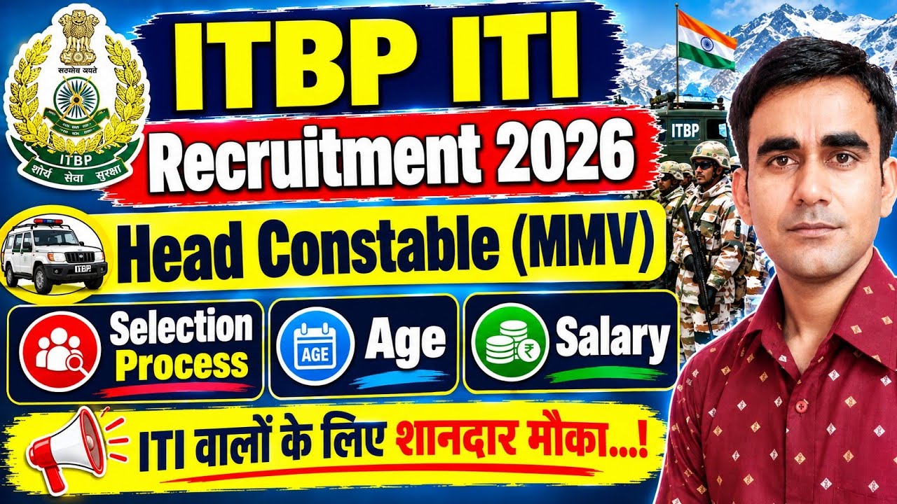 ITBP Head constable iti recruitment 2026 itbp HC MMV ITI vacancy 2026