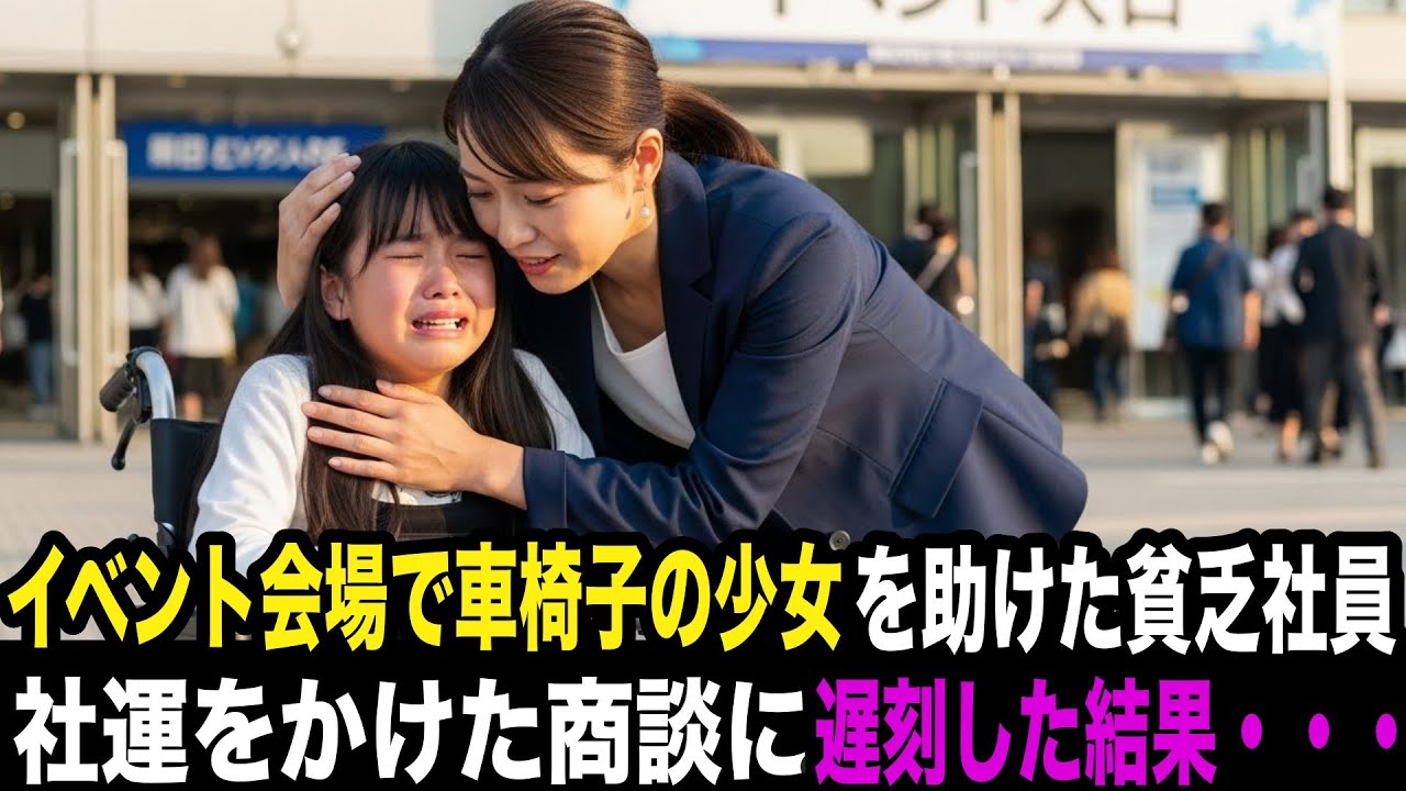 イベント会場で車椅子の少女を助ける女性社員。大事なプレゼンに遅刻してしまった結果・・・