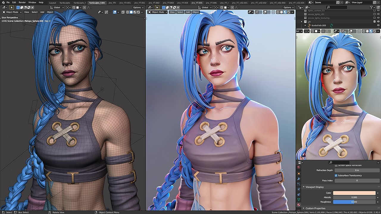 Jinx (Arcane) 🌟 - Part 1 - Blender 3D Timelapse