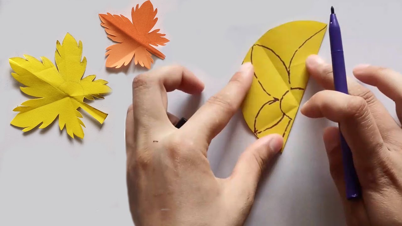 How To Make Maple Leaves With Paper | Autumn Leaves DIY | Fall Leaf From Paper | Maple Leaf Cutting