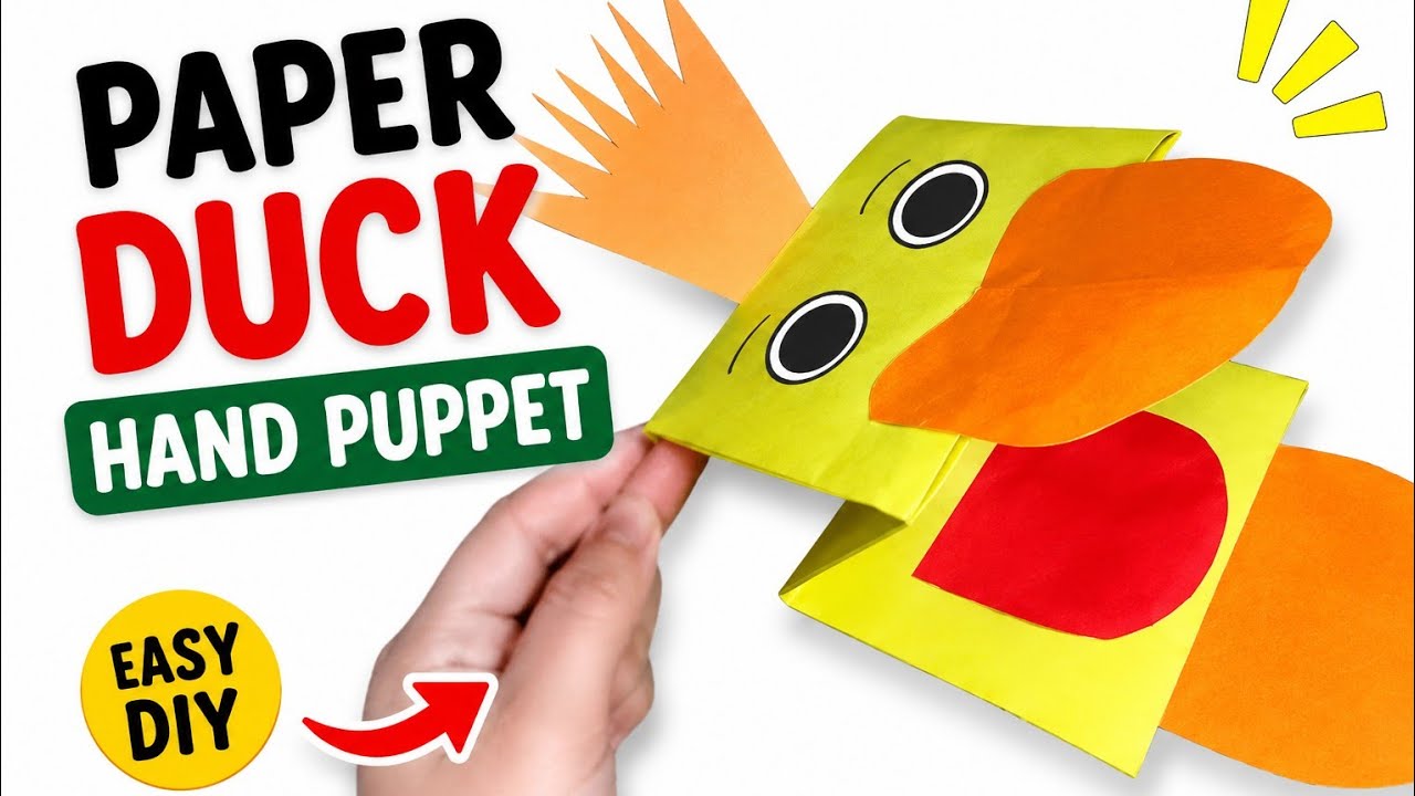 Puppet duck - duck hand puppet - duck puppet - duck puppet craft