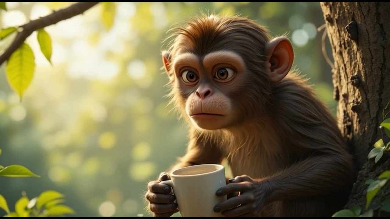 Man helps and feed monkey on road. #ai #aishorts #aivideo #aistory #aianimation 
