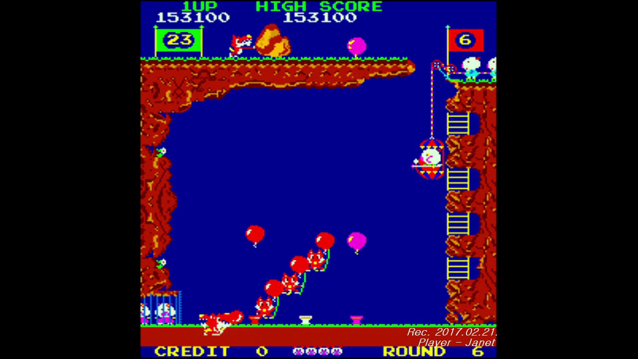 Pooyan (Konami Classic Arcade Game) - Game Playthrough Until to 400,000 pts.