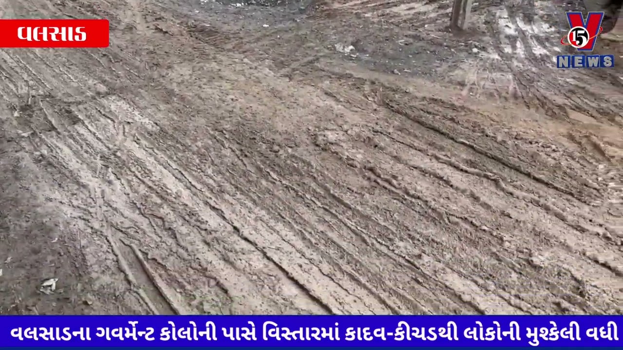 વલસાડના ગવર્મેન્ટ કોલોની પાસે વિસ્તારમાં કાદવ-કીચડથી લોકોની મુશ્કેલી વધી