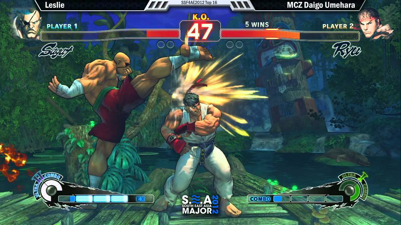 Team Madcatz Daigo Umehara (Ryu) vs Leslie (Sagat) Race to 3 - SEA Major 2012 Top 16 SSF4 AE