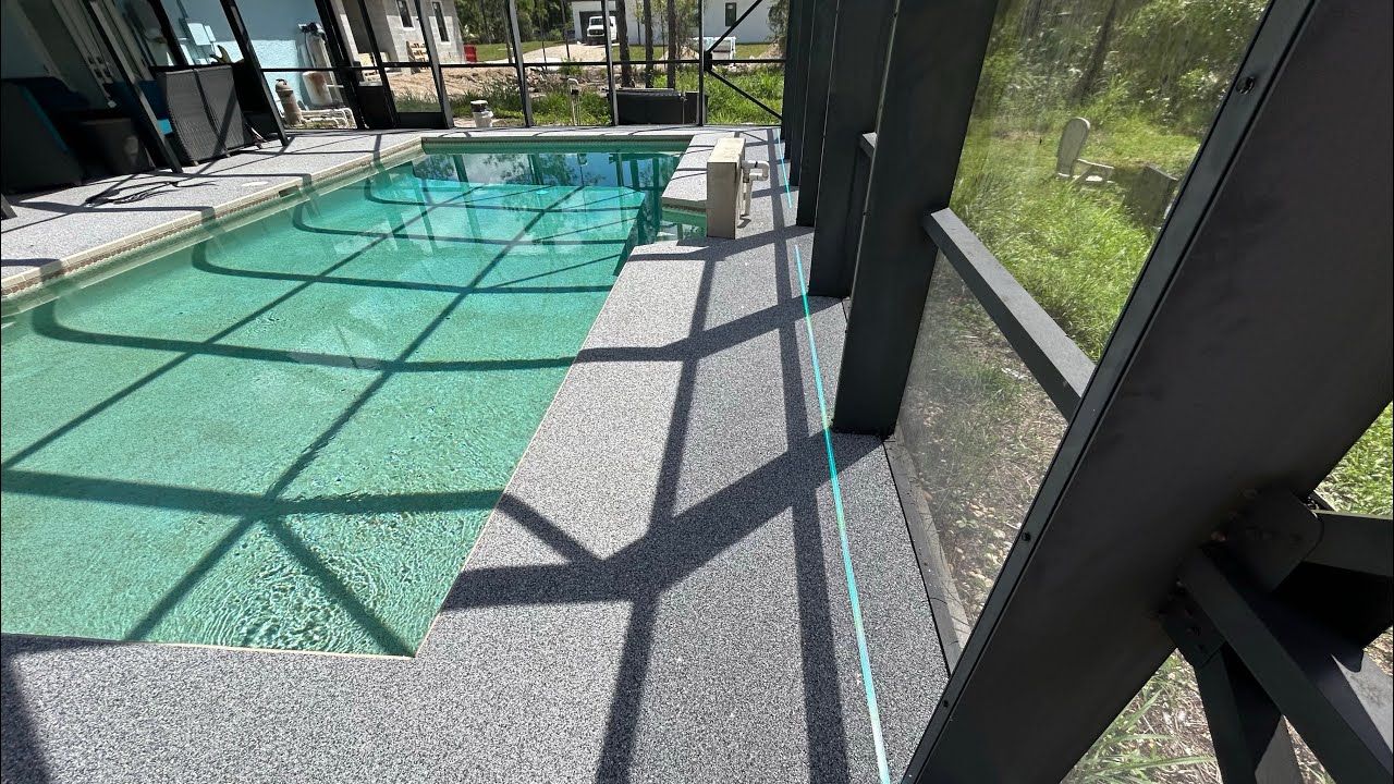 Pool Deck Rubber Surfacing with LED Lighting in lays 