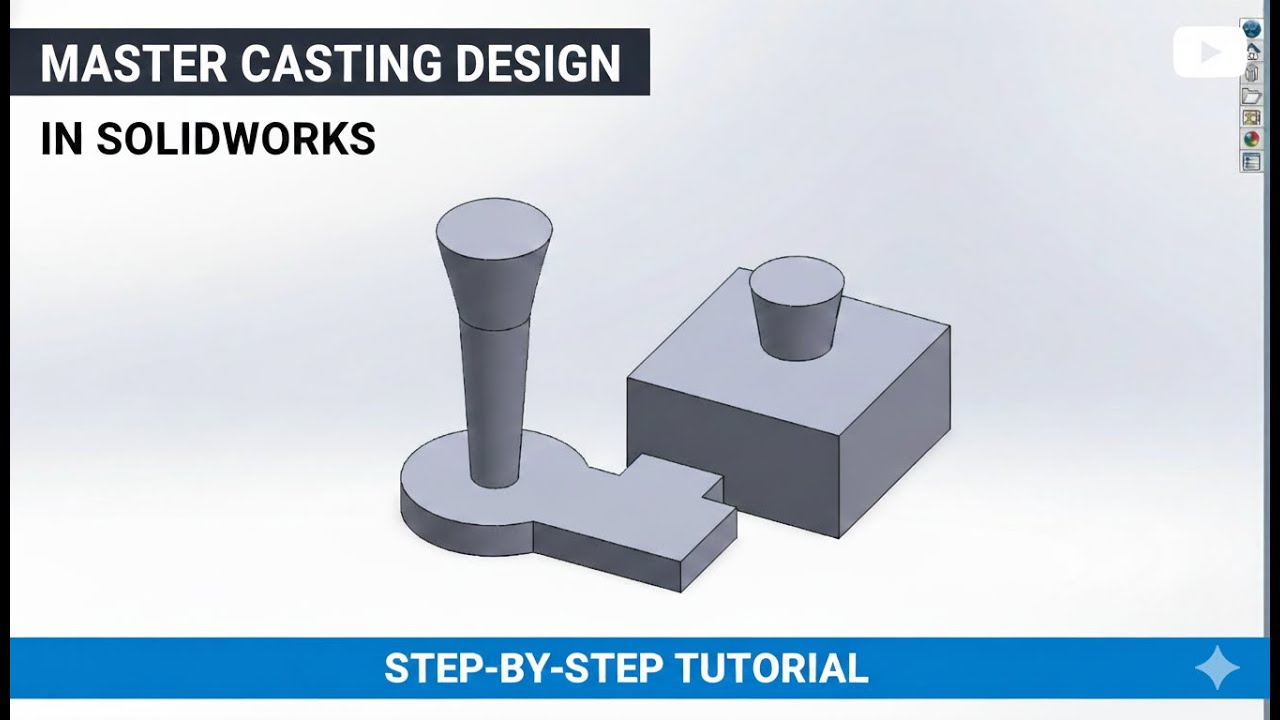 Master Casting Design in SolidWorks: Pouring Basin, Sprue, Runner, Cast, Riser & Mould Cavity.