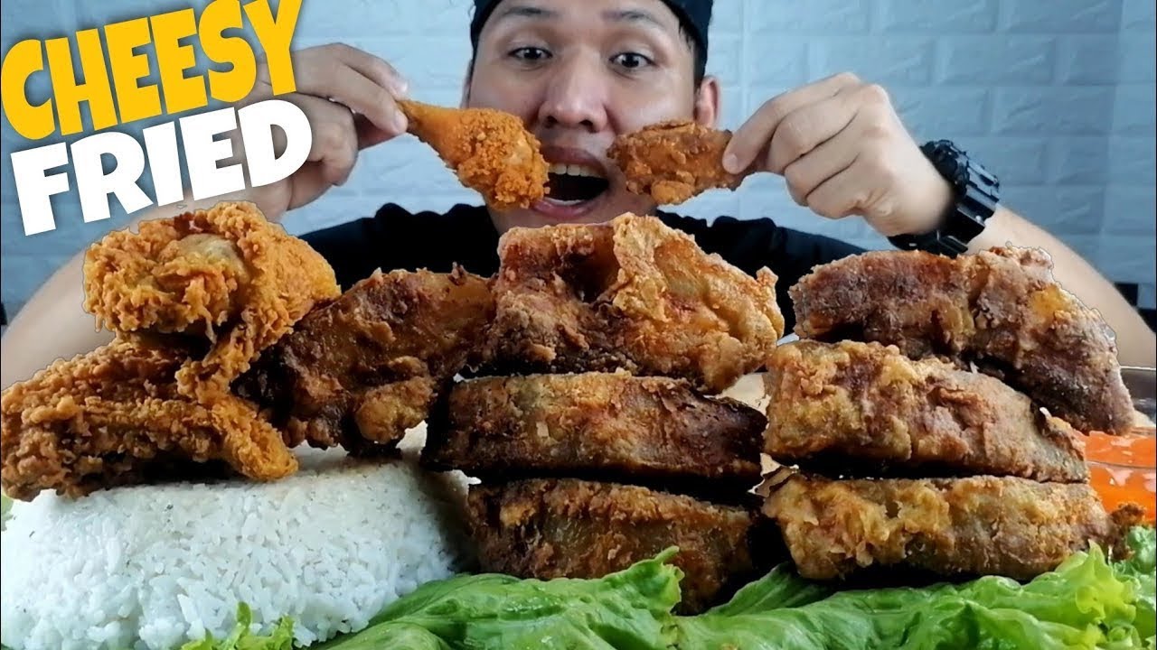 CHEESY FRIED CHICKEN AND PORK Mukbang ASMR | Mukbang Philippines 