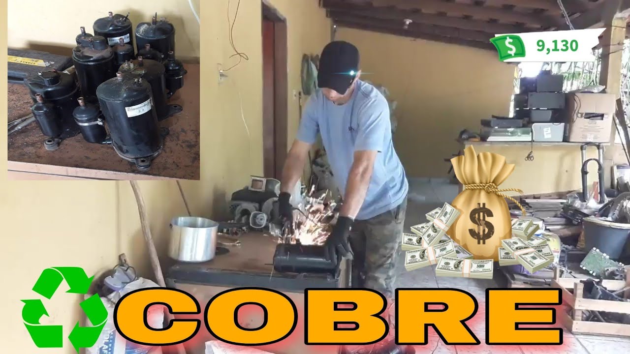 abrindo motor de ar-condicionado retirando cobre @rpcoletasdereciclagens