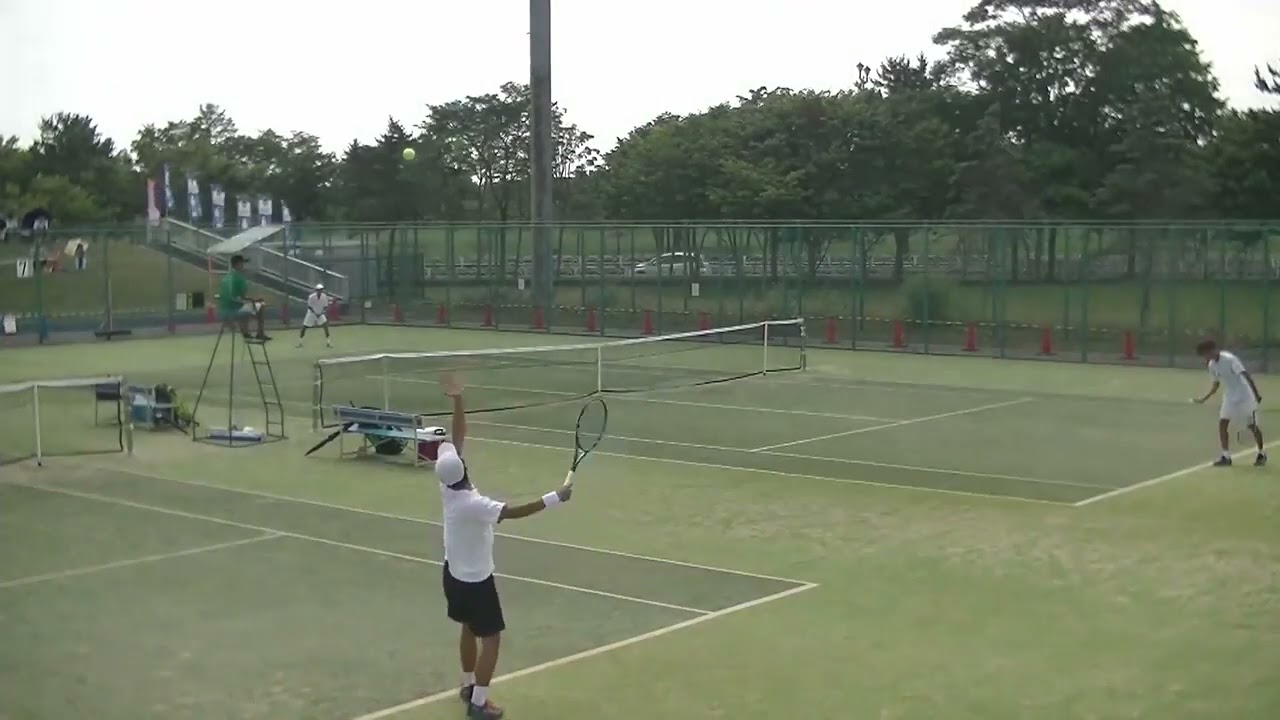 2023年IH テニス男子 シングルス 2回戦 若松泰地相生学院・兵庫 x 當仲優樹法政二・神奈川