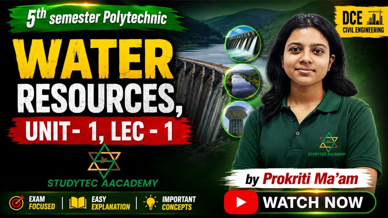 Water Resourcse, Lec-1 | Unit-1 DCE  by Prokriti Ma'am | 5th sem Polytechnic