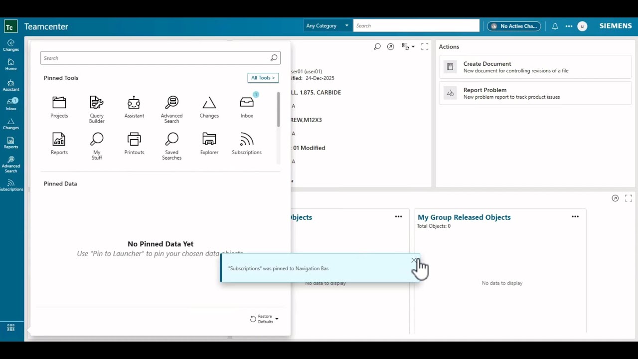 Teamcenter 2512: Ознакомьтесь с обновленной главной страницей и панелью запуска Active Workspace.