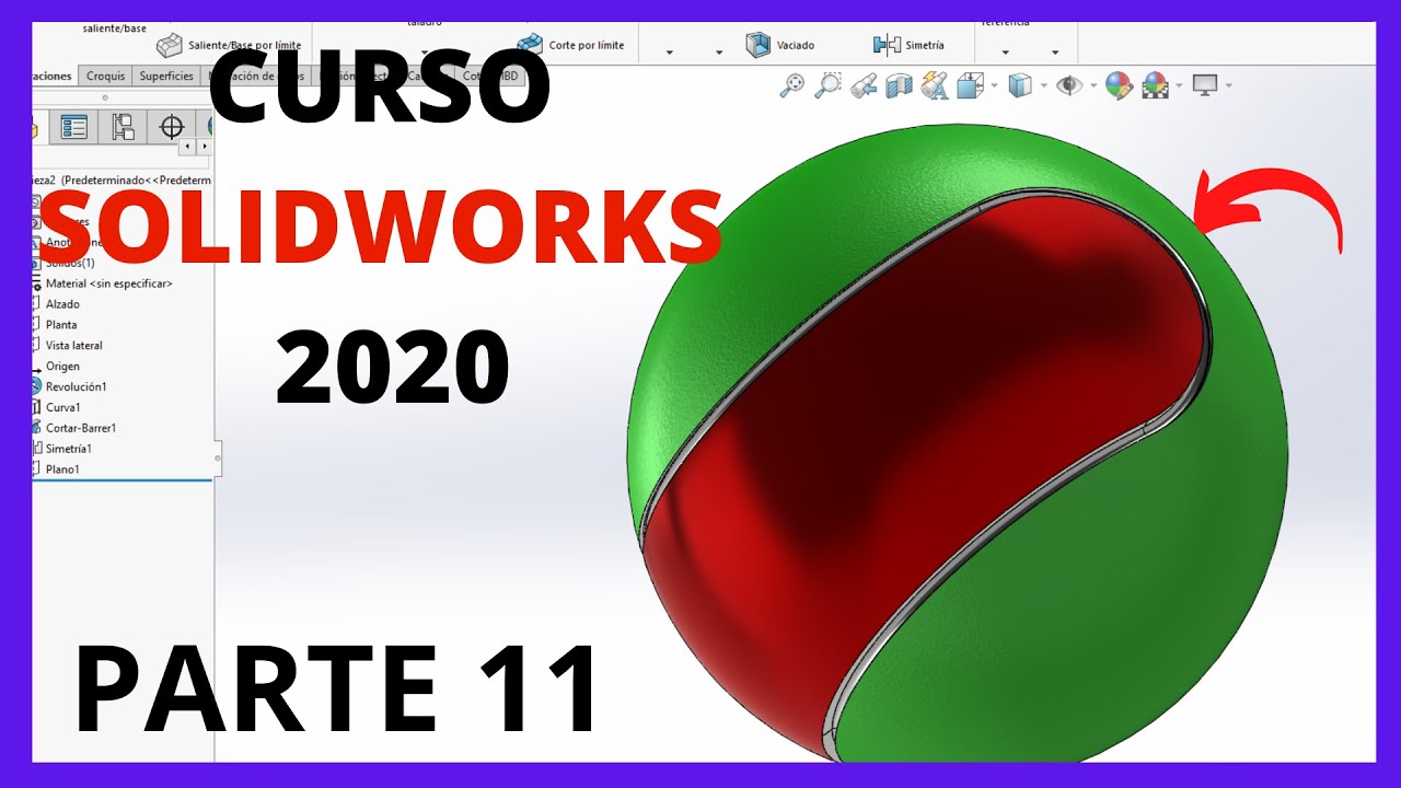✅ Curso básico de SOLIDWORKS 2020 (PARTE 11), PROYECTAR curva y CORTE BARRIDO en solidworks tutorial