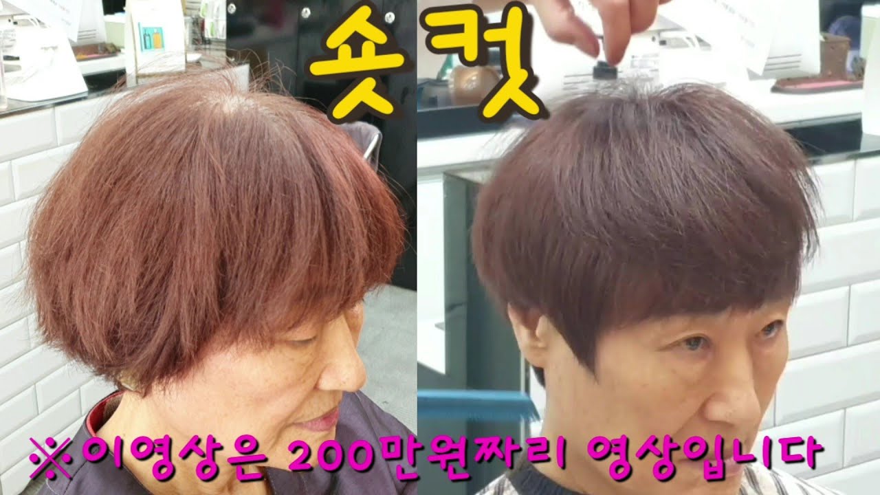 엄마 숏컷,이영상 하나로 종결하세요.{교육영상}70대~40대로 변신.뒷모습만..누구나 쉽게 자르는 방법!