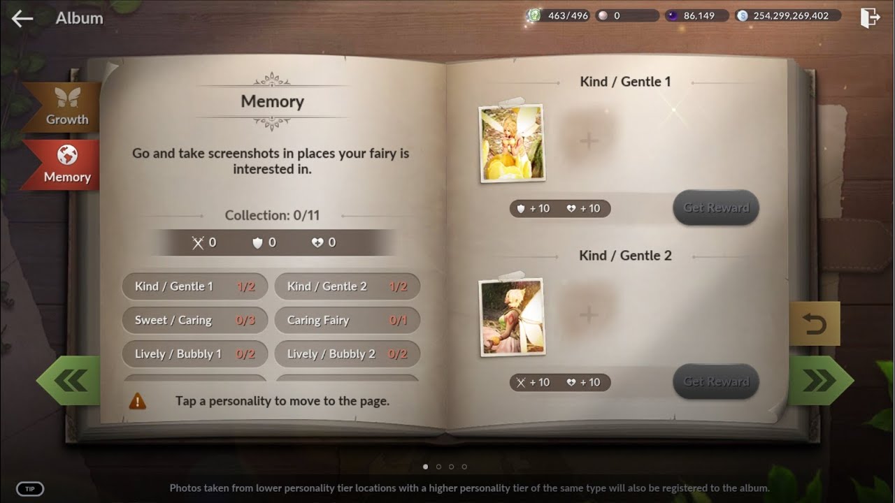 Black Desert Mobile Fairy Album Growth & Memory