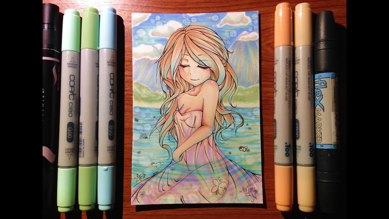 Copic Marker Drawing: Water Nymph