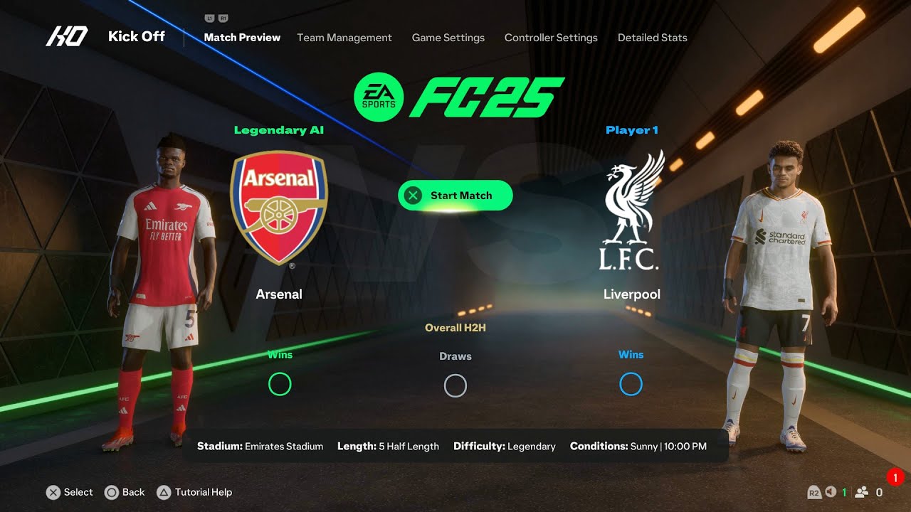 EA Sports FC 25 - Arsenal Vs Liverpool I Full Gameplay I Legendary Difficulty (PS5)
