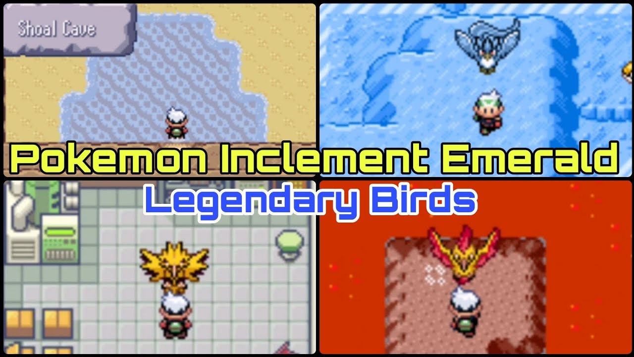 Pokemon Inclement Emerald Legendary Birds Location | Shoal Cave Low Tide | Shell Bell
