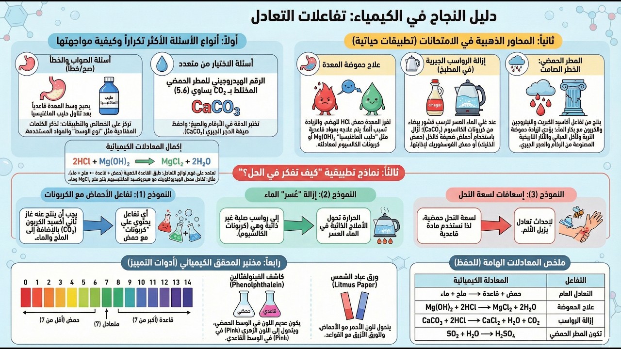 علوم الصف التاسع الأسئلة الوزارية بالوحدة الثالثة دور التفاعلات الكيميائية للحموض والقواعد في حياتنا