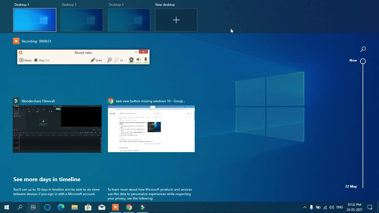 How to enable or disable Task View Icon on Task Bar - Multiple Desktops