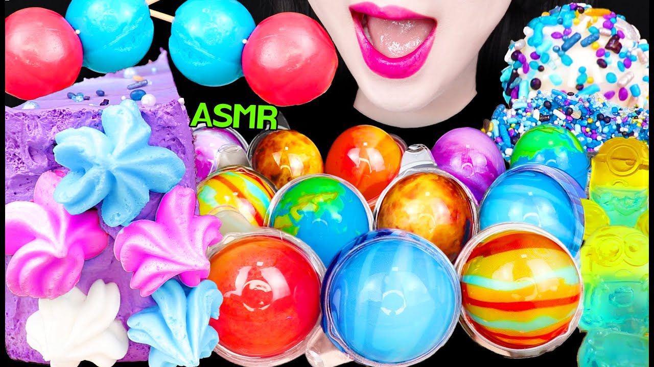 ASMR GALAXY DESSERTS *PLANET JELLY GUMMY, GALAXY CANDY, CAKES 갤럭시 젤리, 우주 젤리, 갤럭시 캔디 먹방 MUKBANG